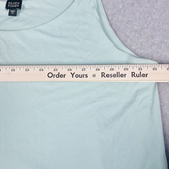 Eileen Fisher Tank Top Womens XL Blue Green Silk Sleeveless Round Neck Blouse - Picture 8 of 15